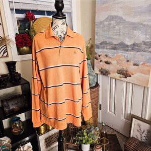 Y2K IZOD Orange Striped long sleeve Polo T. Shirt